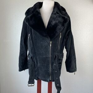 Metropolitan Belted Leather Jacket Size M EUC